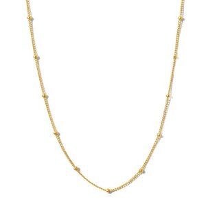 NEW Satellite Beaded Chain Necklace 17.5” 18K Plated Dainty Classic Delicate
